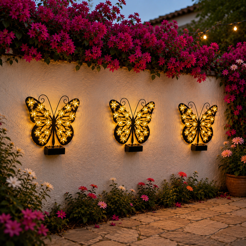 Aurevix Schmetterling Außenlampe – Solar LED mit Dämmerungssensor