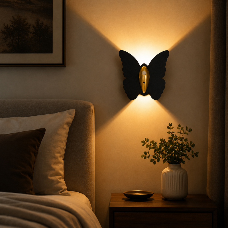 Lunavira Schmetterling Wandleuchte – Drahtloses LED mit Bewegungssensor