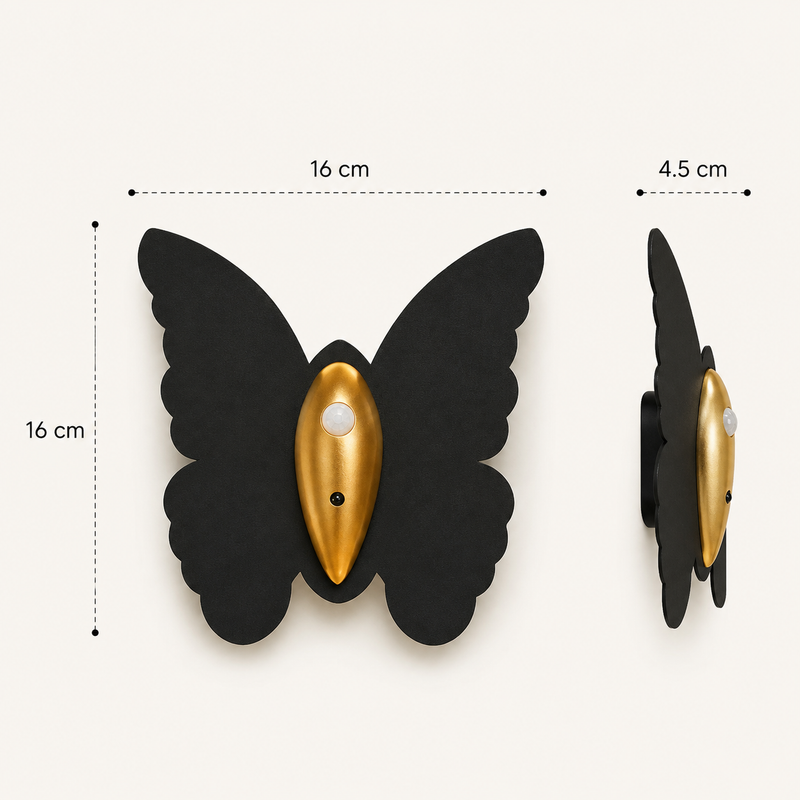 Lunavira Schmetterling Wandleuchte – Drahtloses LED mit Bewegungssensor