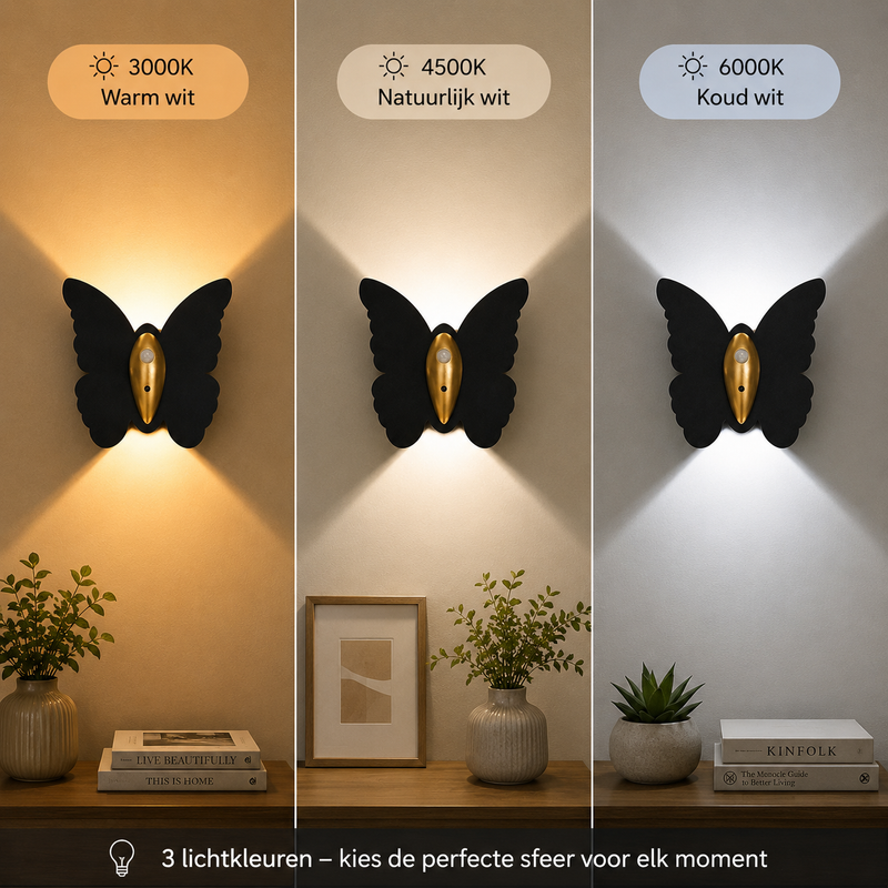 Lunavira Schmetterling Wandleuchte – Drahtloses LED mit Bewegungssensor