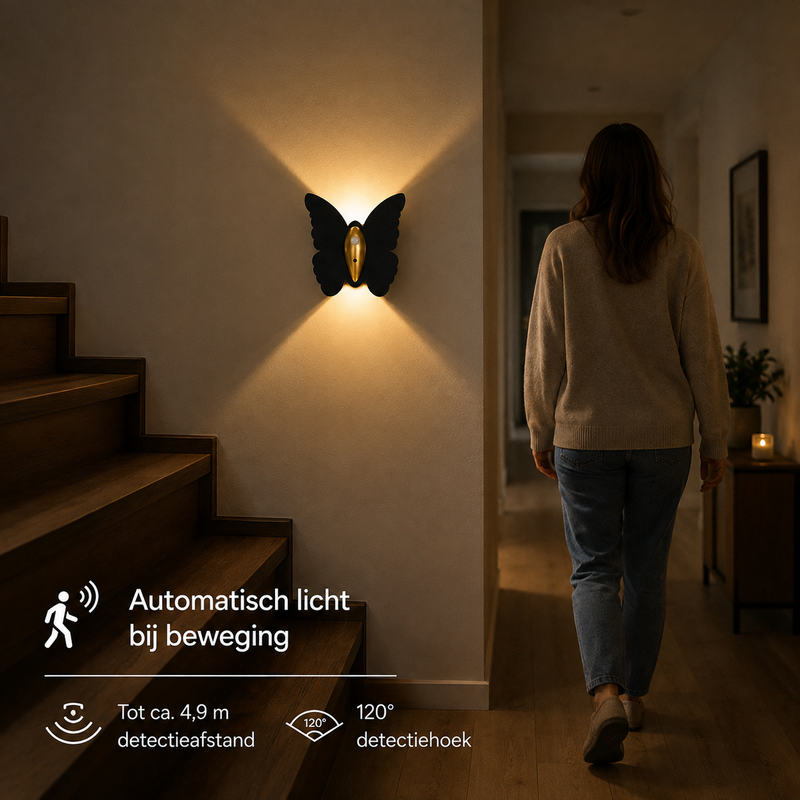 Lunavira Schmetterling Wandleuchte – Drahtloses LED mit Bewegungssensor
