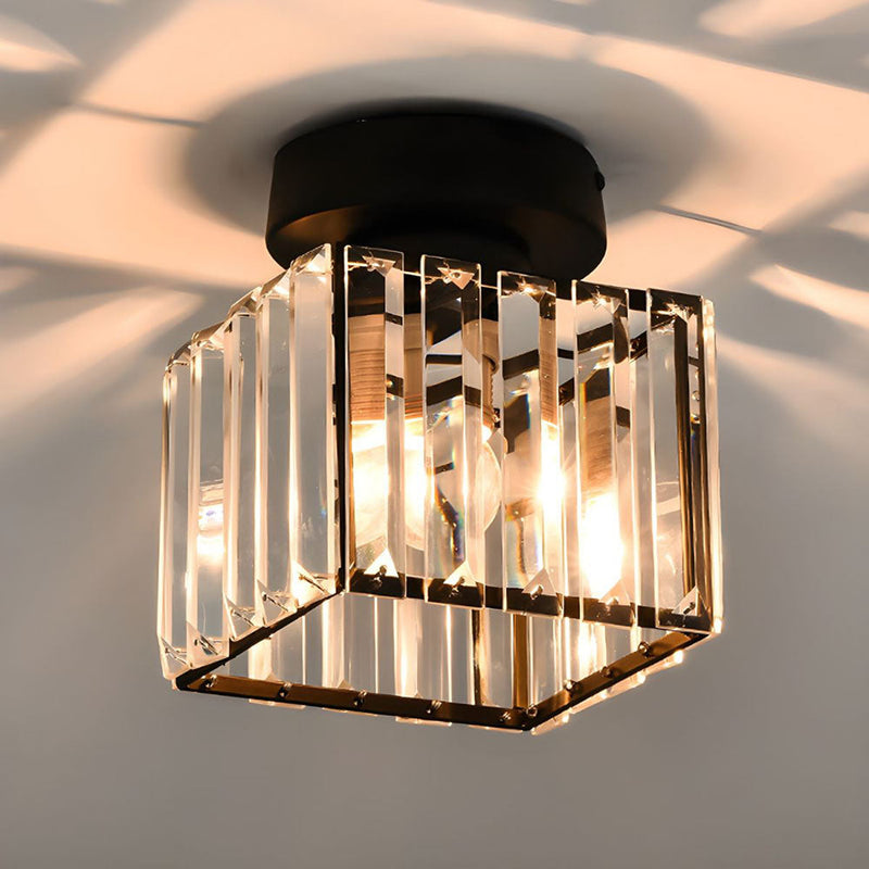 Calviera Deckenlampe – Quadratisches Messingdesign mit Kristallglas