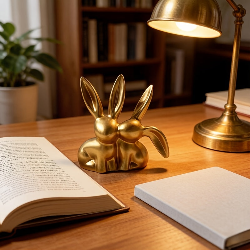 Averelle Kaninchenfigur – Goldfarbige Skulptur