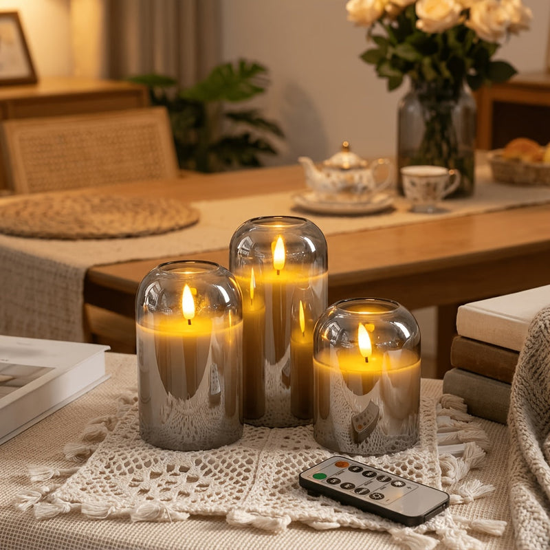 Velmira LED Kerzen – Set von 3 mit 3D-Docht-Effekt