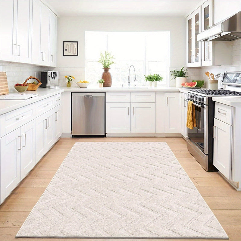 Aurevane Teppich – Beige Hochflor Design mit Jacquardstruktur