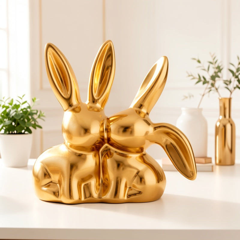 Averelle Kaninchenfigur – Goldfarbige Skulptur