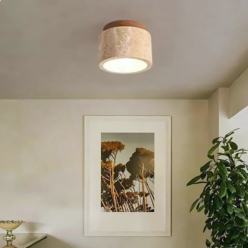 Vareston Deckenlampe – Zylindrisches Travertin-Design