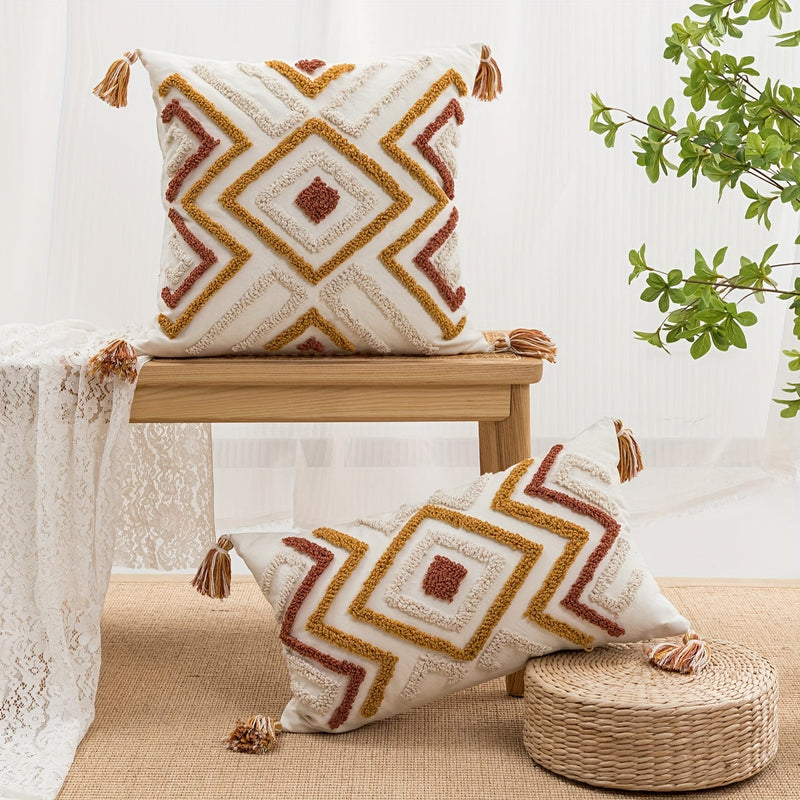 Zavelle Dekokissenbezug – Geometrisches Bohemian-Stickmuster