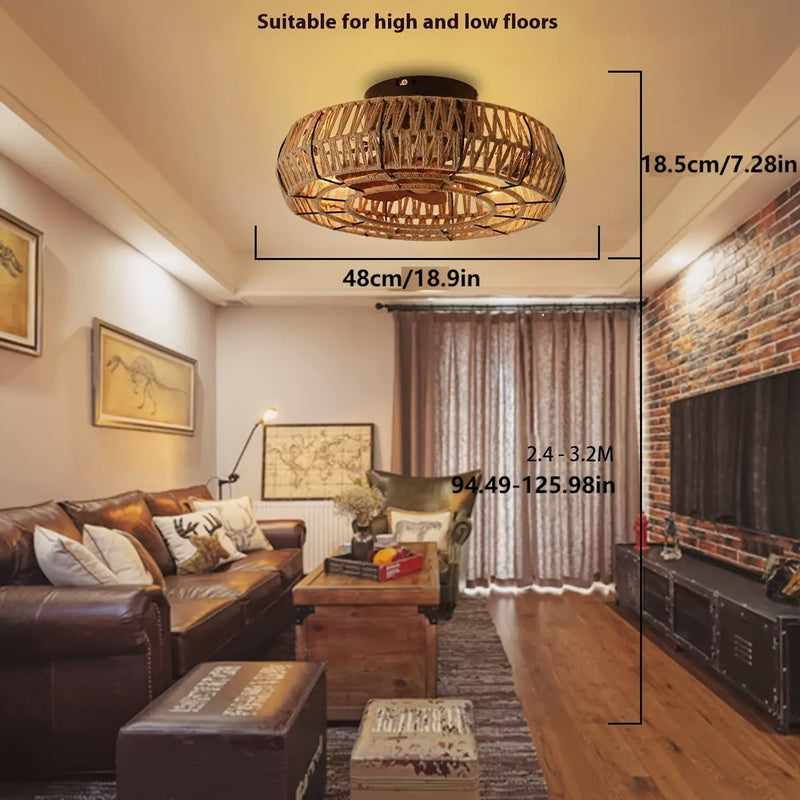 Solvaya Deckenventilator – Handgewebtes Rattan-Design mit Beleuchtung