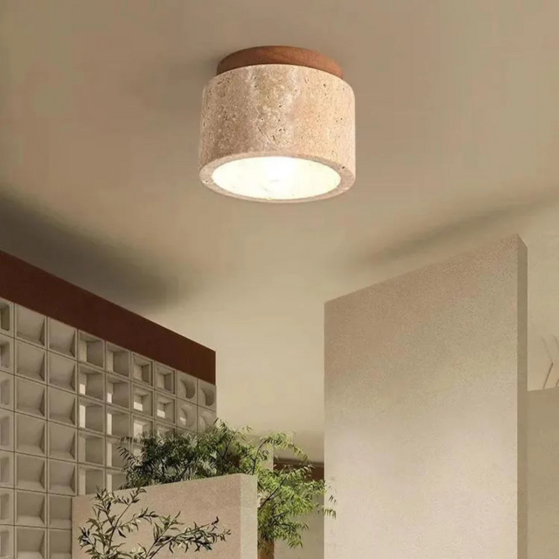 Vareston Deckenlampe – Zylindrisches Travertin-Design