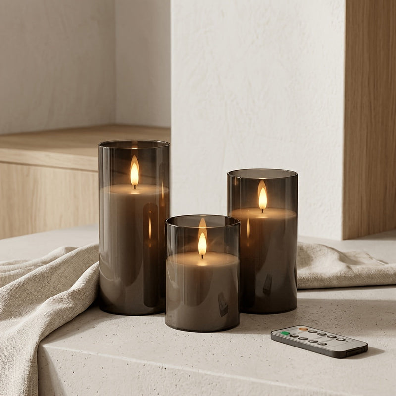 Lunavelle LED Kerzen – Set von 3 mit Realistischem Flackerlicht und Timer
