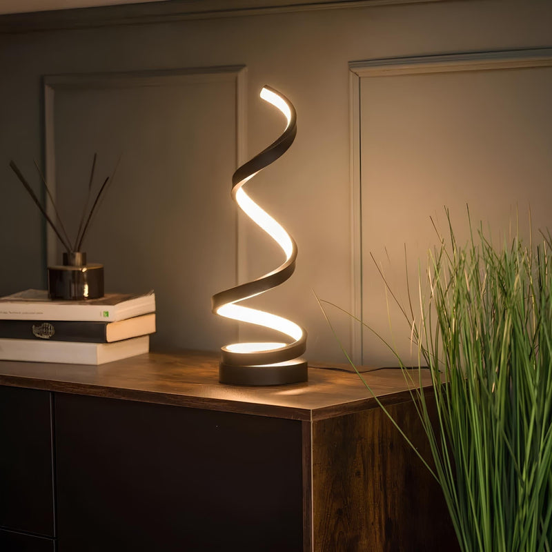 Solviera Tischlampe – Spiralförmiges Design mit Warmem Licht