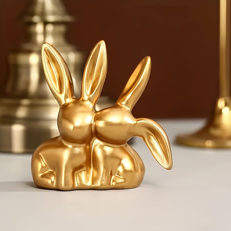 Averelle Kaninchenfigur – Goldfarbige Skulptur