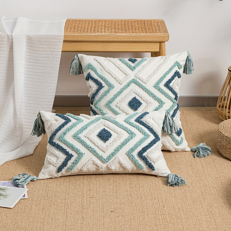 Zavelle Dekokissenbezug – Geometrisches Bohemian-Stickmuster