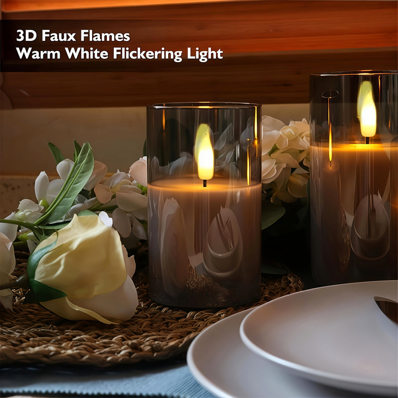 Lunavelle LED Kerzen – Set von 3 mit Realistischem Flackerlicht und Timer