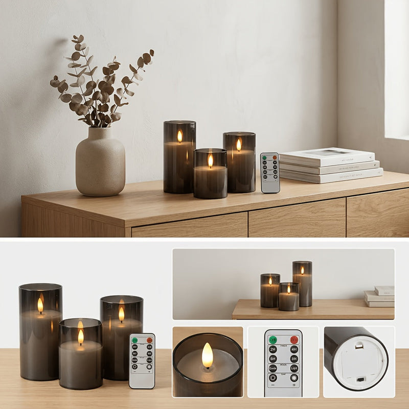 Lunavelle LED Kerzen – Set von 3 mit Realistischem Flackerlicht und Timer