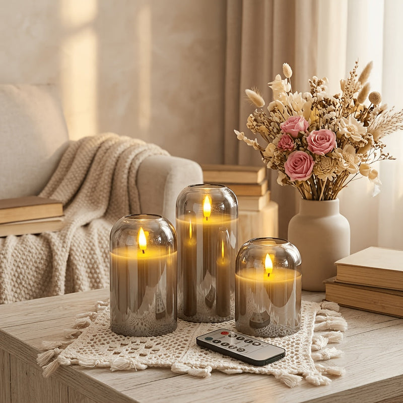 Velmira LED Kerzen – Set von 3 mit 3D-Docht-Effekt
