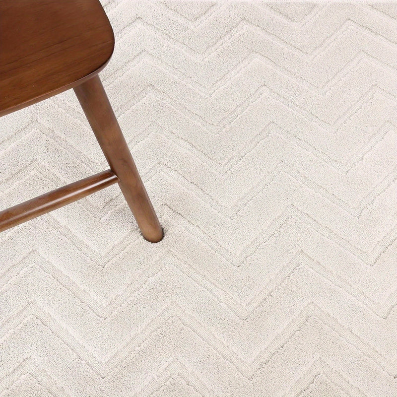 Aurevane Teppich – Beige Hochflor Design mit Jacquardstruktur