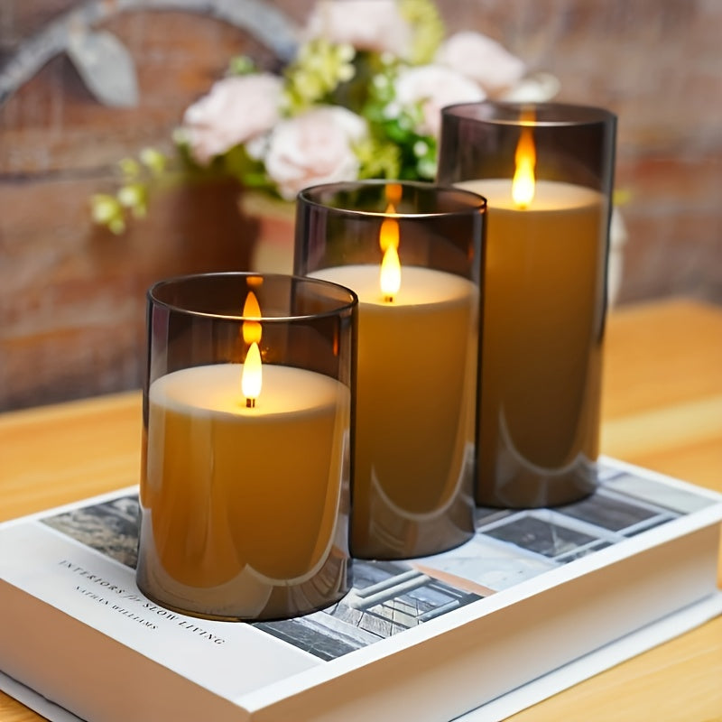 Lunavelle LED Kerzen – Set von 3 mit Realistischem Flackerlicht und Timer