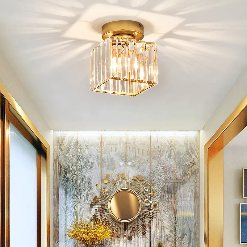 Calviera Deckenlampe – Quadratisches Messingdesign mit Kristallglas