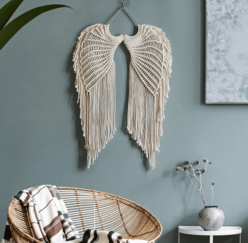 Nuvella Makramee Wanddekoration – Wandteppich in Creme
