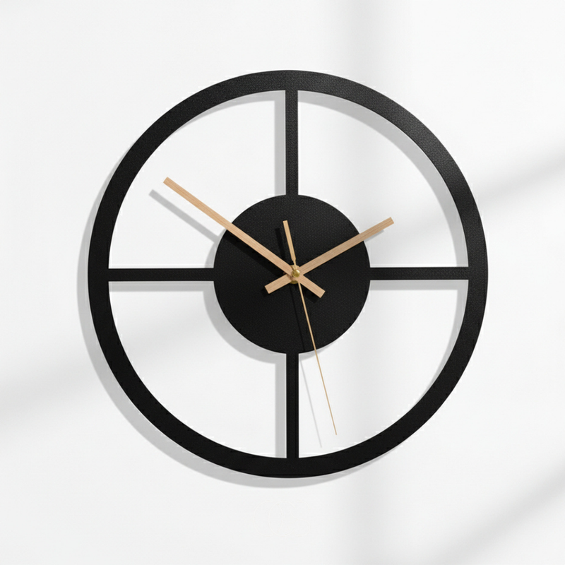 Velnora Stille Wanduhr – Geometrisches Acryl-Design in Schwarz
