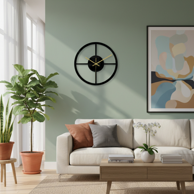 Velnora Stille Wanduhr – Geometrisches Acryl-Design in Schwarz