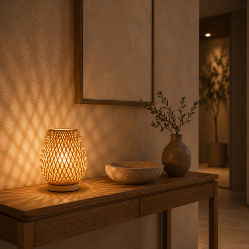 Velmorant Bambus Tischlampe – Kabelloses skandinavisches Design