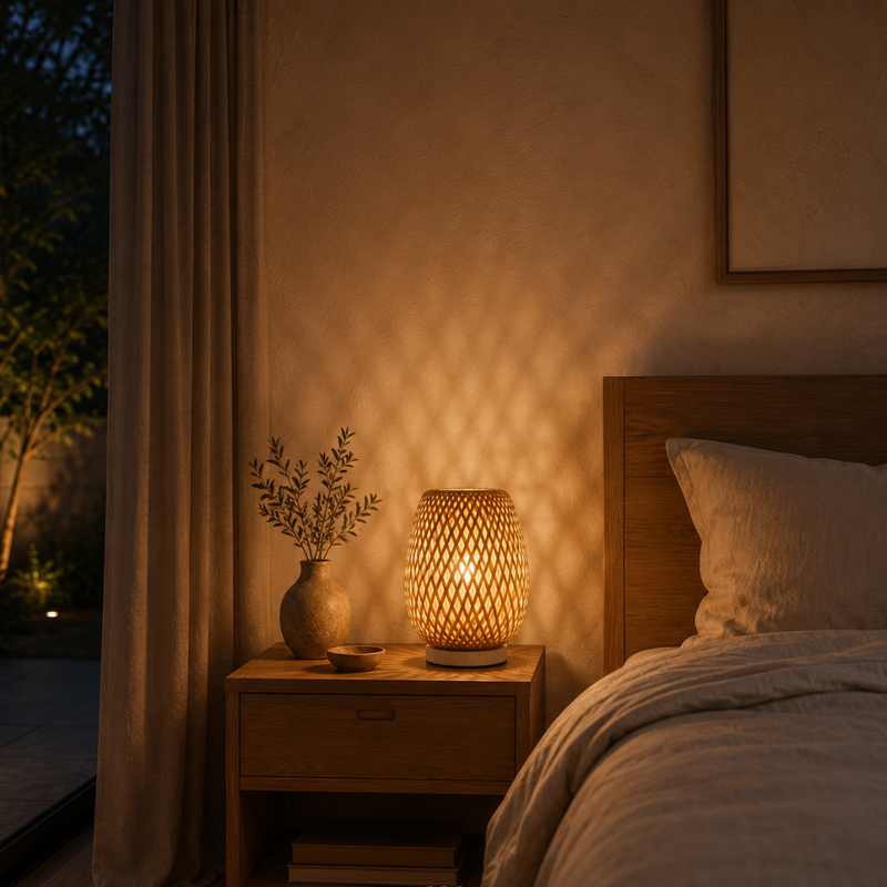 Velmorant Bambus Tischlampe – Kabelloses skandinavisches Design