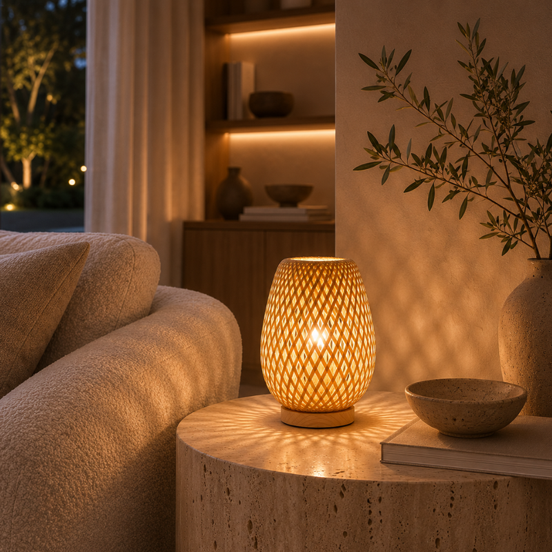 Velmorant Bambus Tischlampe – Kabelloses skandinavisches Design