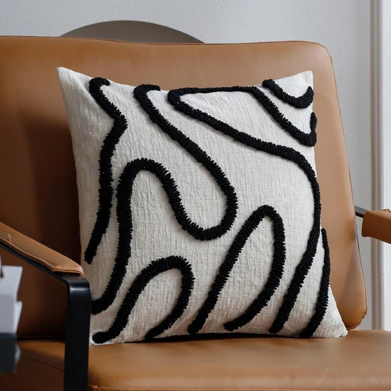 Marvion Dekokissen – Chenille-Design mit geometrischen Linien