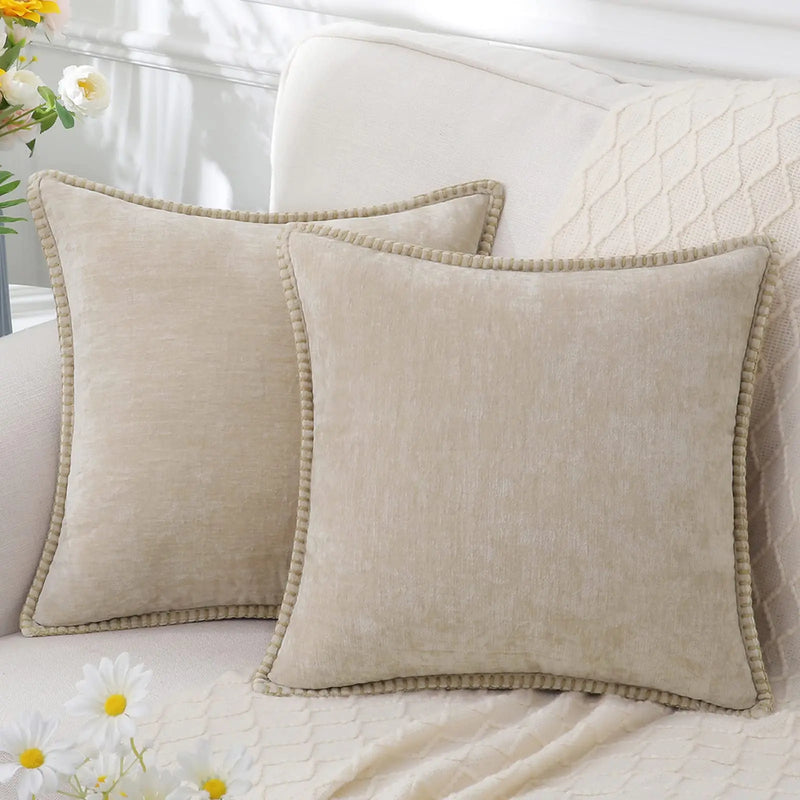Sorevane Kissenbezug – Weiches Chenille mit Gesticktem Rand