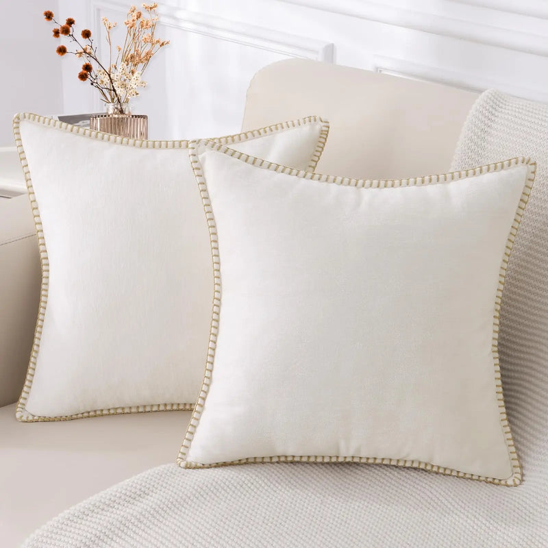Sorevane Kissenbezug – Weiches Chenille mit Gesticktem Rand