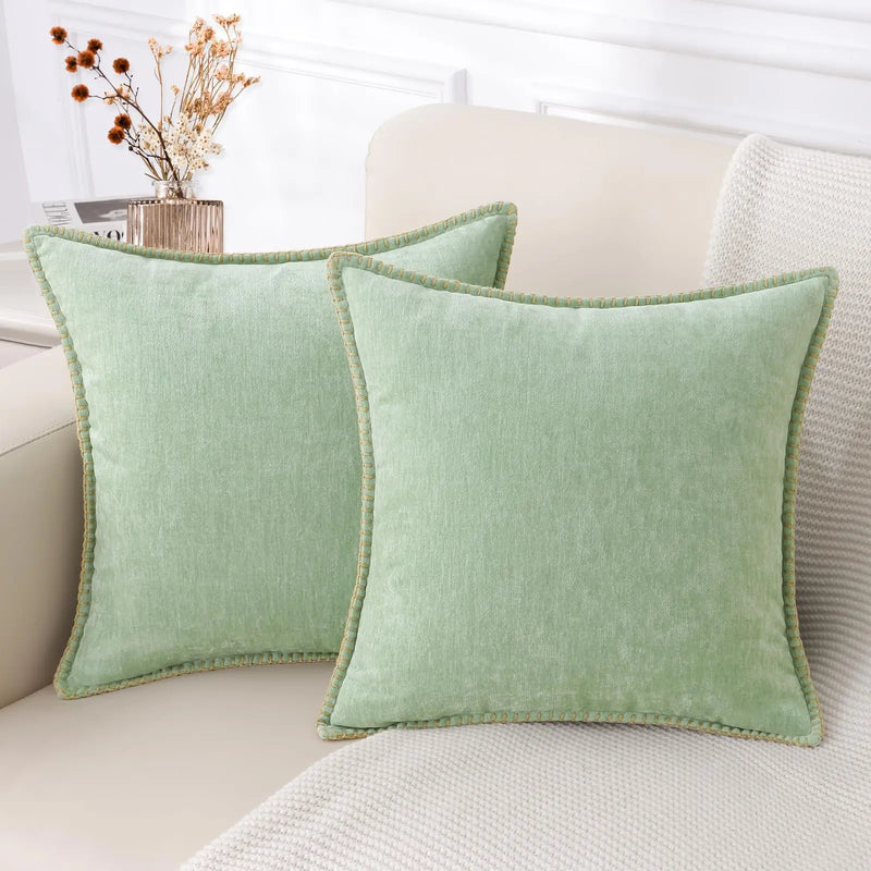 Sorevane Kissenbezug – Weiches Chenille mit Gesticktem Rand