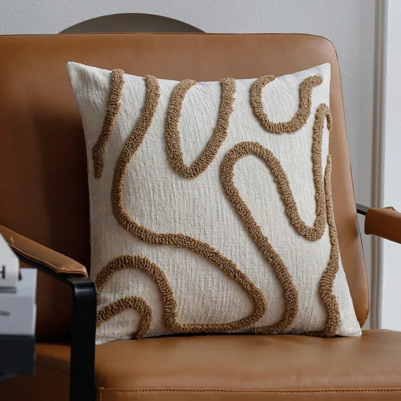 Marvion Dekokissen – Chenille-Design mit geometrischen Linien