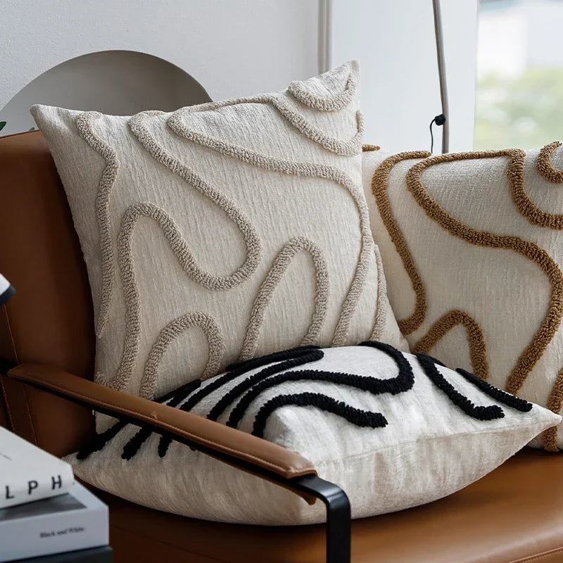 Marvion Dekokissen – Chenille-Design mit geometrischen Linien