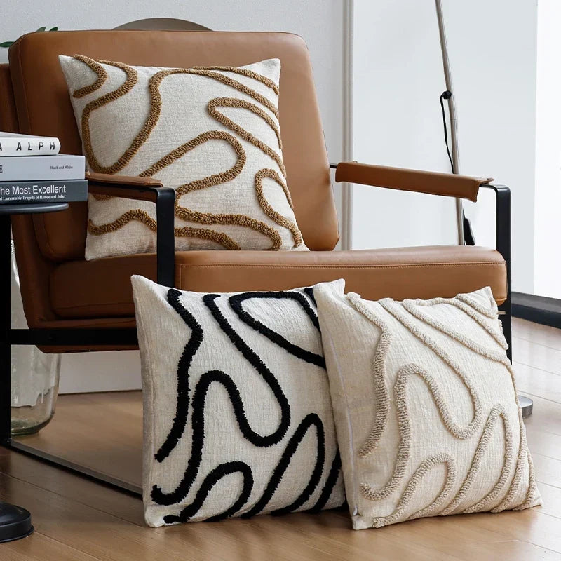 Marvion Dekokissen – Chenille-Design mit geometrischen Linien