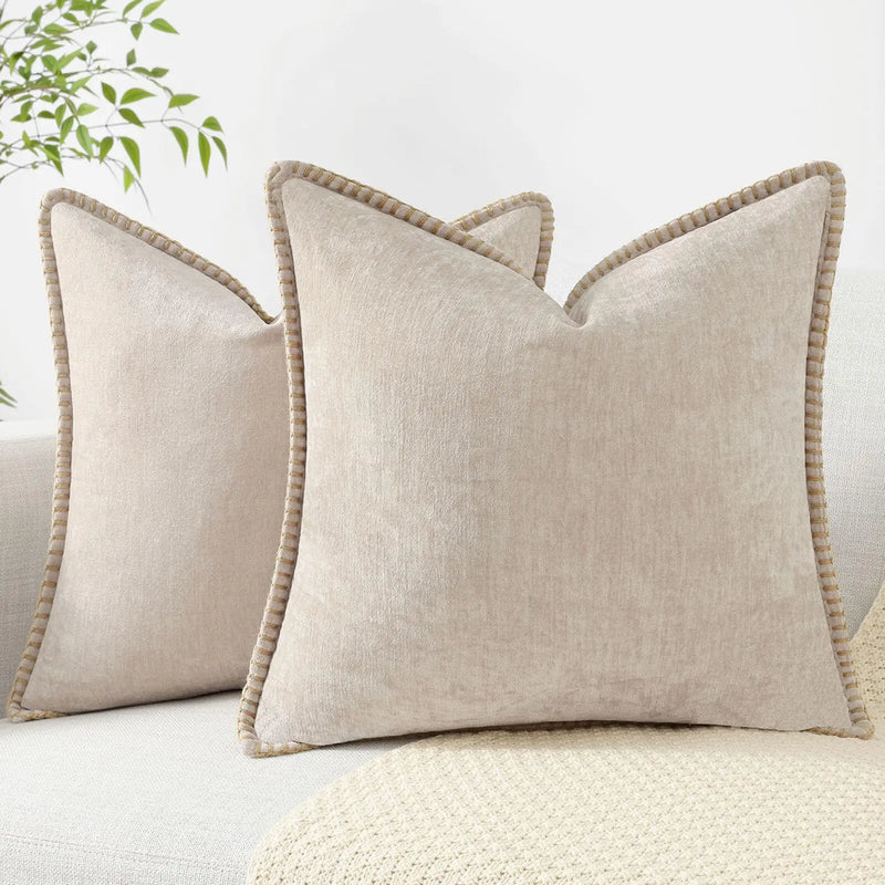 Sorevane Kissenbezug – Weiches Chenille mit Gesticktem Rand