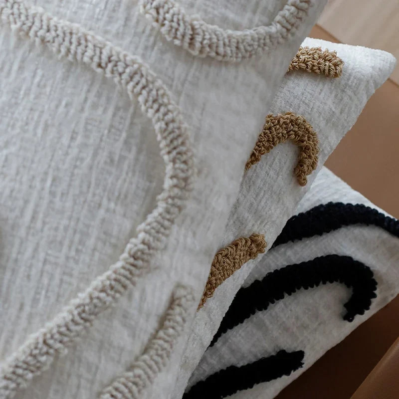 Marvion Dekokissen – Chenille-Design mit geometrischen Linien