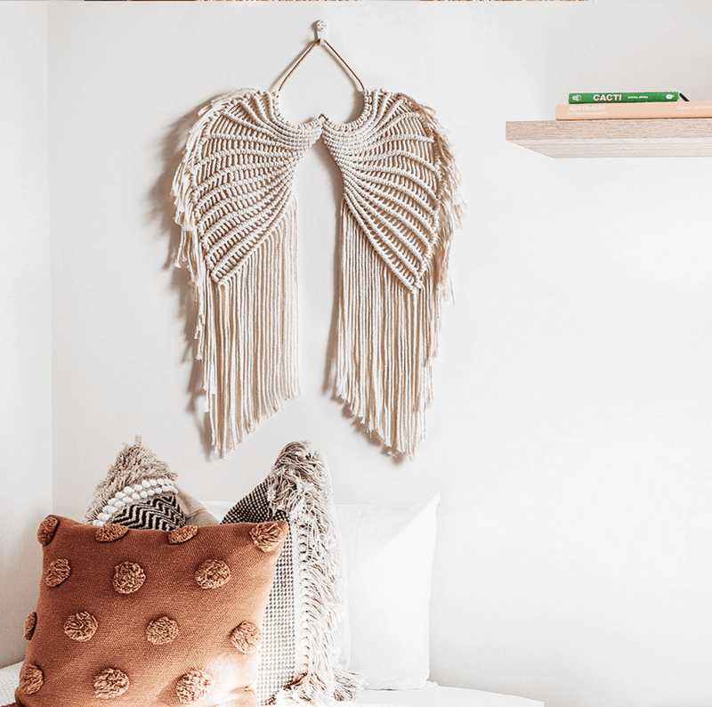 Nuvella Makramee Wanddekoration – Wandteppich in Creme