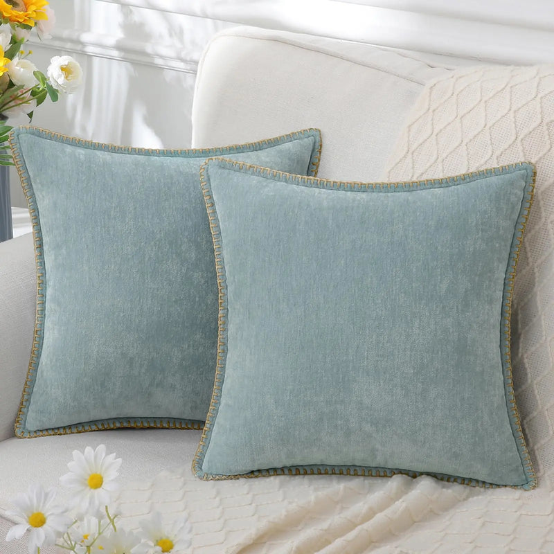 Sorevane Kissenbezug – Weiches Chenille mit Gesticktem Rand