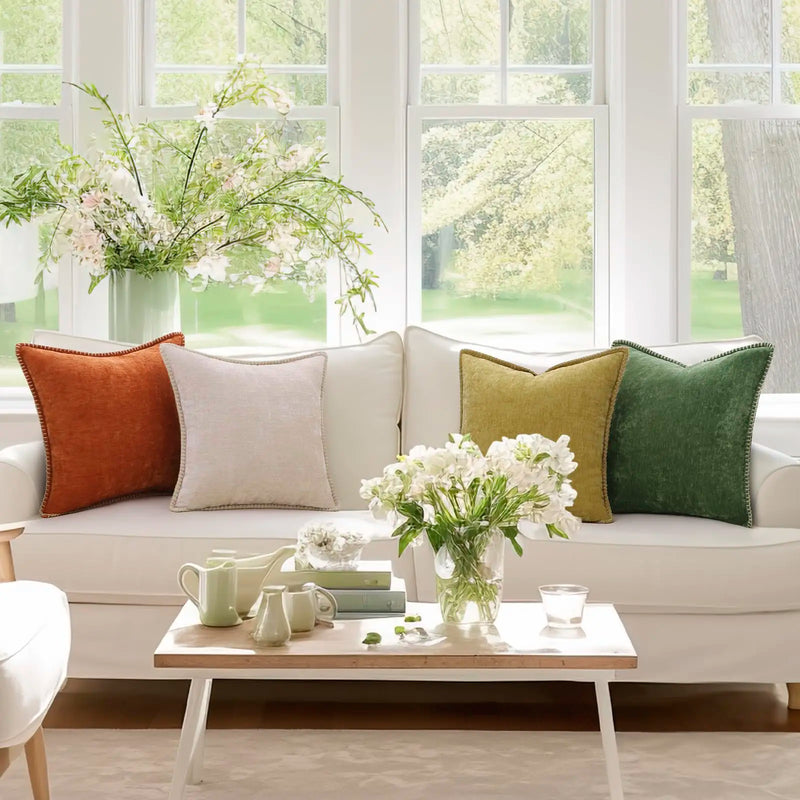 Sorevane Kissenbezug – Weiches Chenille mit Gesticktem Rand