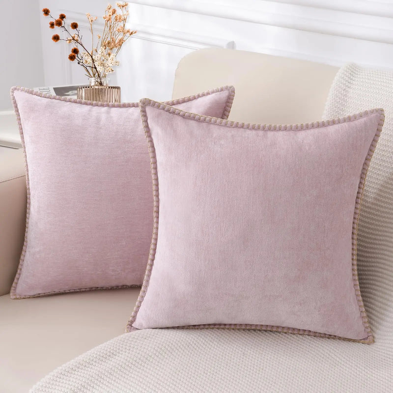 Sorevane Kissenbezug – Weiches Chenille mit Gesticktem Rand