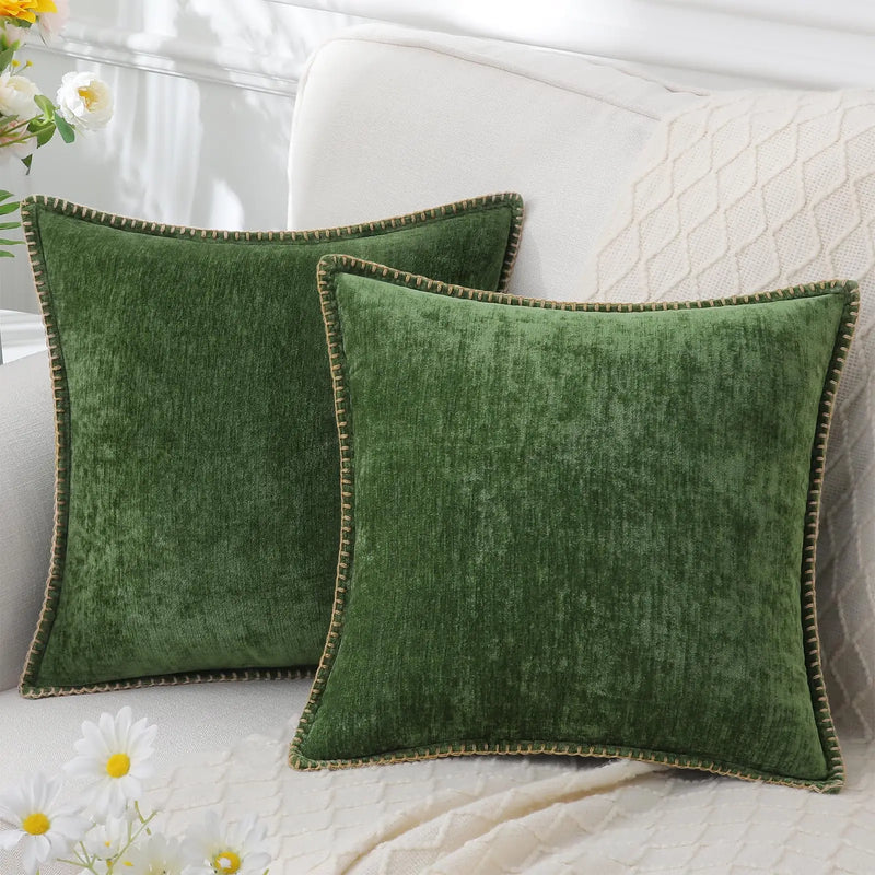 Sorevane Kissenbezug – Weiches Chenille mit Gesticktem Rand
