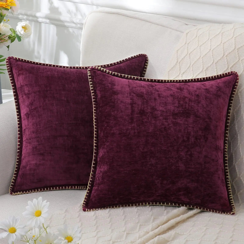 Sorevane Kissenbezug – Weiches Chenille mit Gesticktem Rand