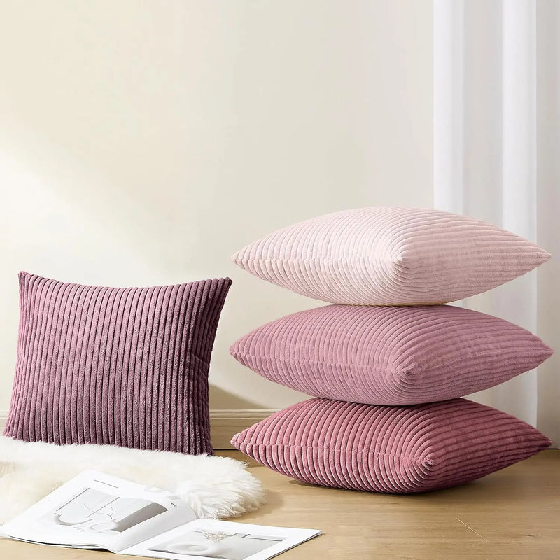 Varevyn Dekokissenbezug – Gestreiftes Corduroy mit Weicher Textur