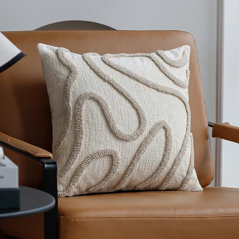 Marvion Dekokissen – Chenille-Design mit geometrischen Linien