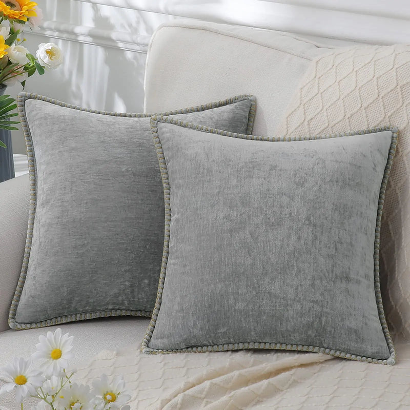 Sorevane Kissenbezug – Weiches Chenille mit Gesticktem Rand