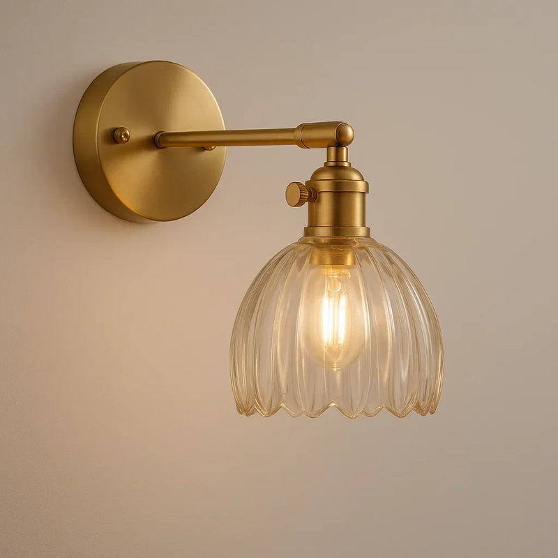 Virelia Wandlampe – Vintage Blumen-Design mit Glas-Schirm