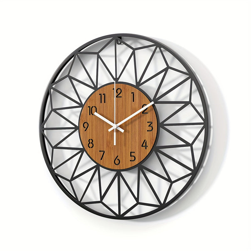 Varello Wanduhr – Runde Metallform mit Holzoptik